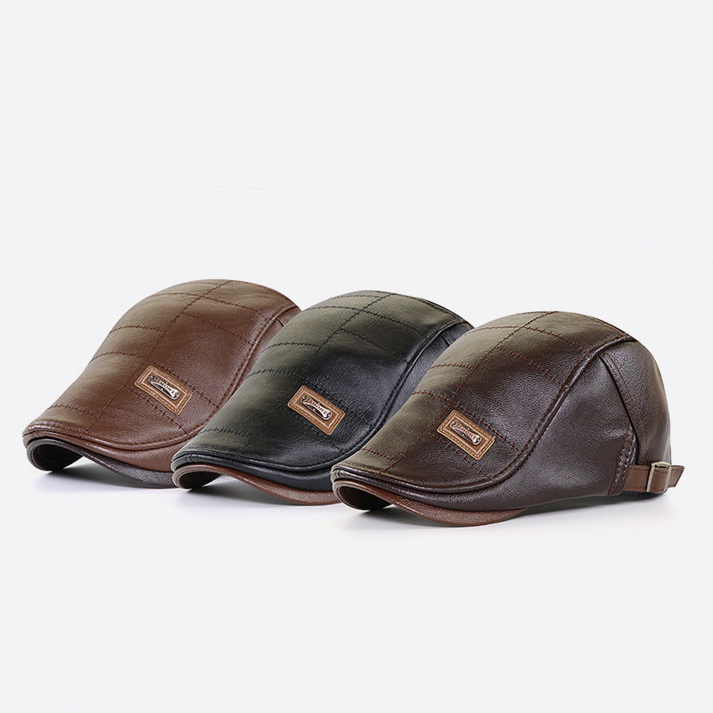 Béret rétro en cuir