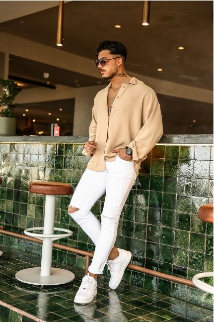 Chemise ample à manches longues tendance