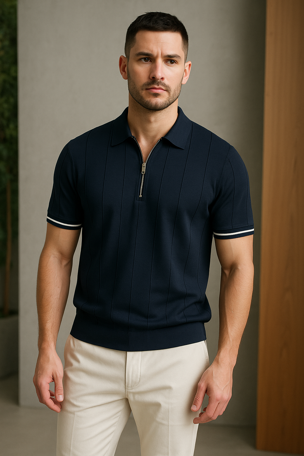 Polo à Manches Courtes Zippé