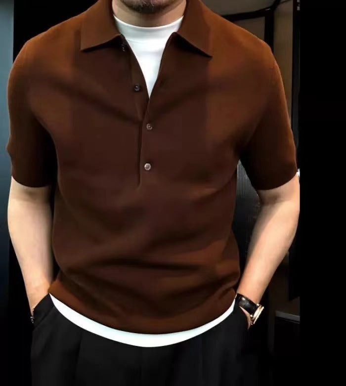 Polo uni à col polo pour homme,