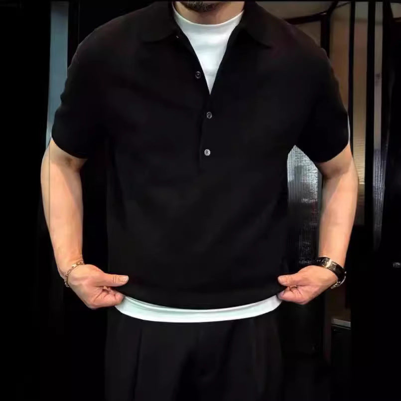 Polo uni à col polo pour homme,