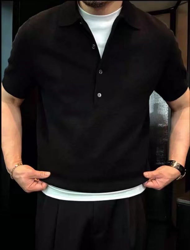Polo uni à col polo pour homme,