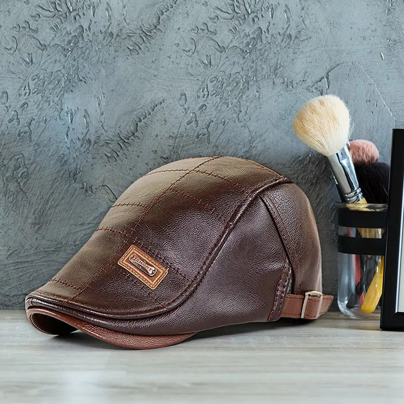 Béret rétro en cuir
