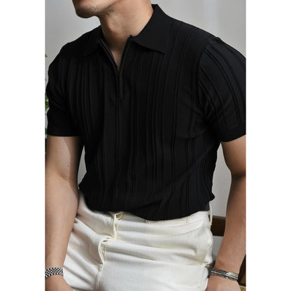 Polo Homme Décontracté à Fermeture Éclair
