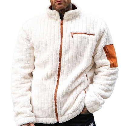 Veste en peluche à motif de collision de couleurs