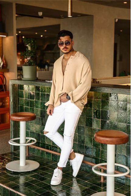 Chemise ample à manches longues tendance