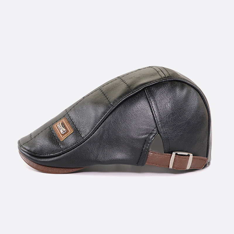 Béret rétro en cuir