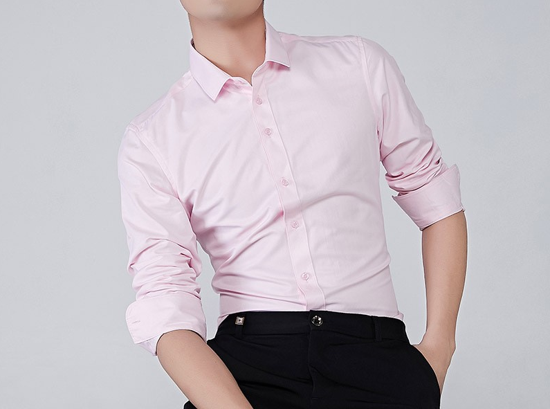 Chemise à manches longues de couleur unie pour homme