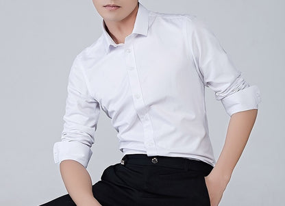 Chemise à manches longues de couleur unie pour homme