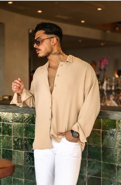 Chemise ample à manches longues tendance
