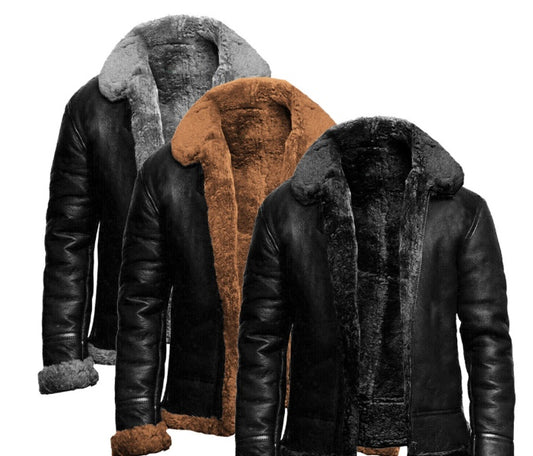 Veste Homme Hiver en Cuir Fourré