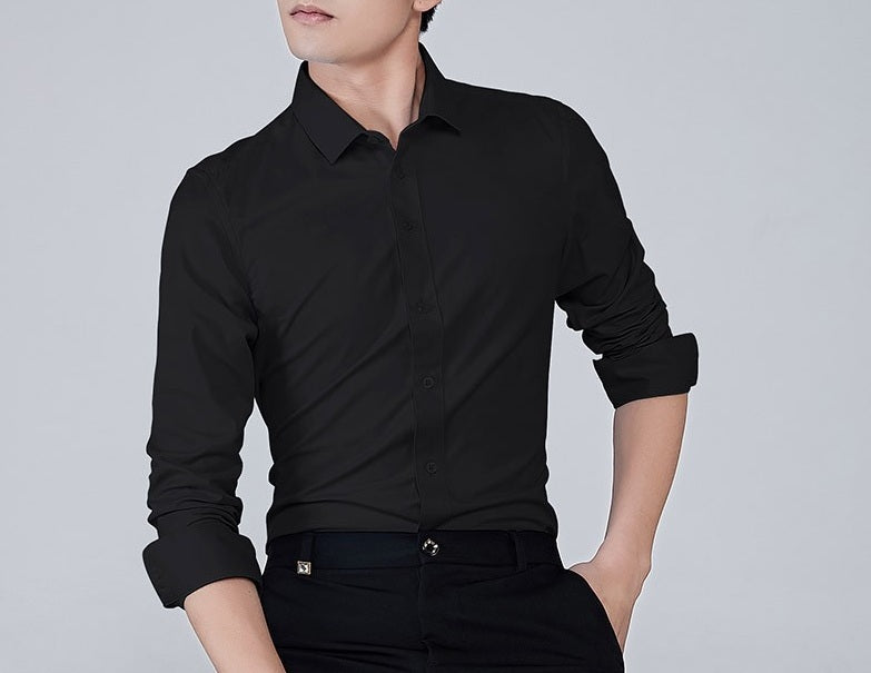 Chemise à manches longues de couleur unie pour homme