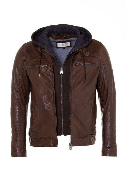 Veste en cuir PU avec capuche pour homme