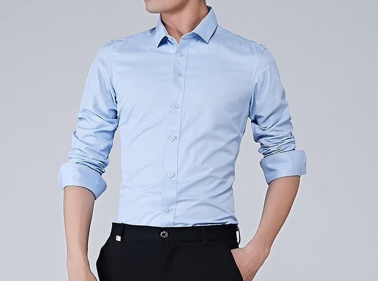 Chemise à manches longues de couleur unie pour homme