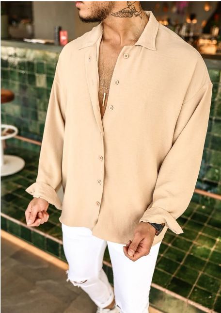 Chemise ample à manches longues tendance