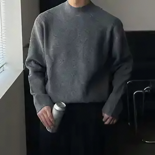 Pull Monochrome à Manches Longues pour Homme