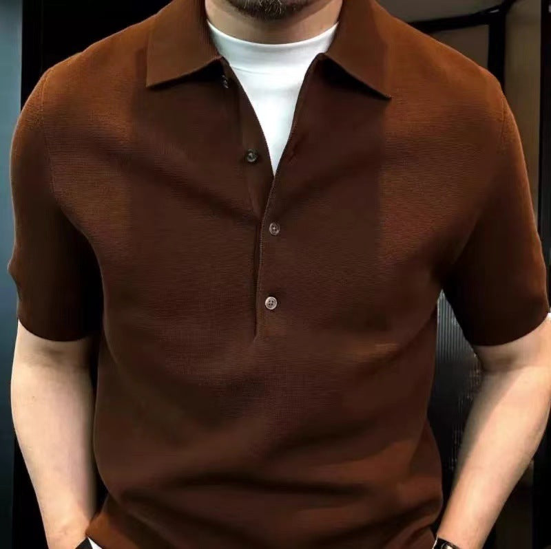 Polo uni à col polo pour homme,