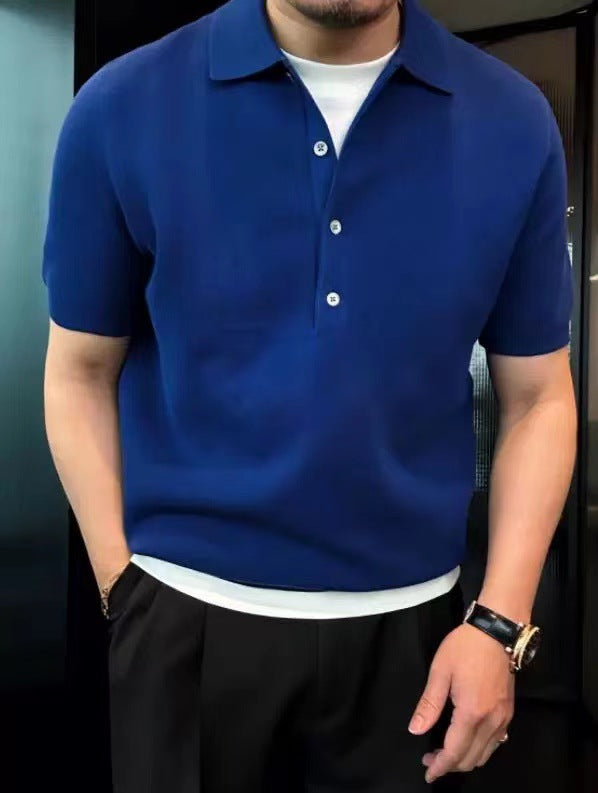 Polo uni à col polo pour homme,