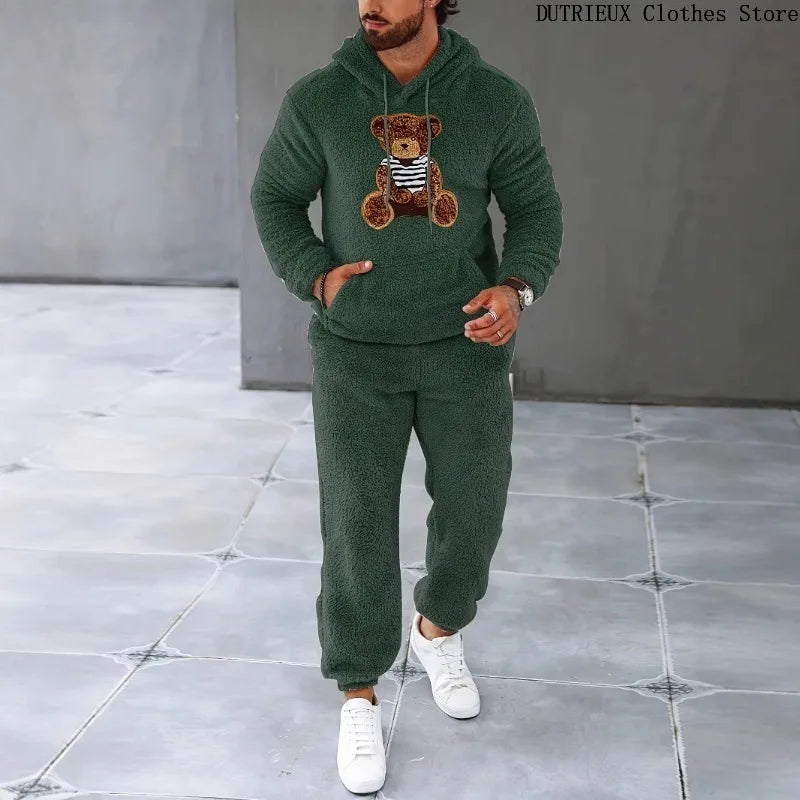 Personalized Fashion Bear Hoodie Pants Set