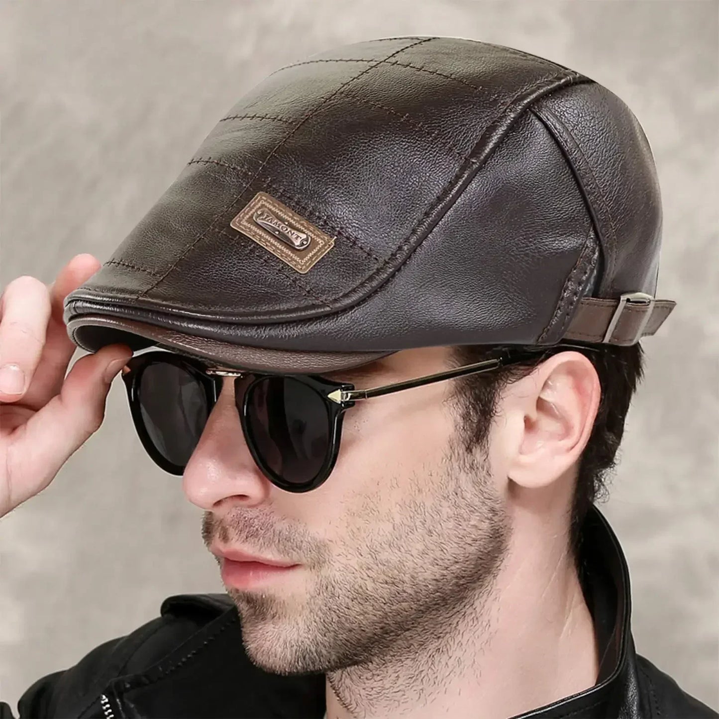 Béret rétro en cuir