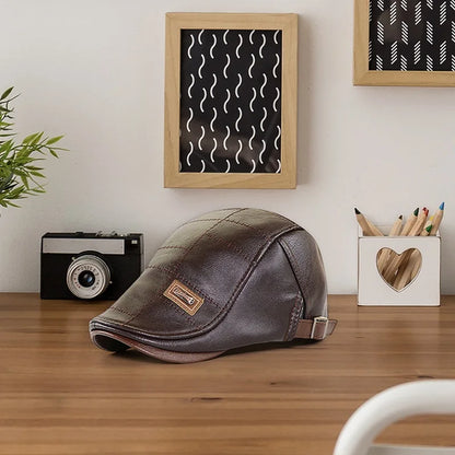 Béret rétro en cuir