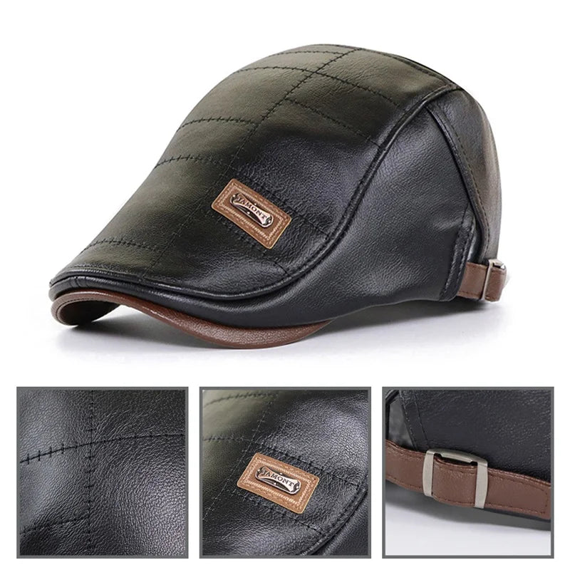 Béret rétro en cuir
