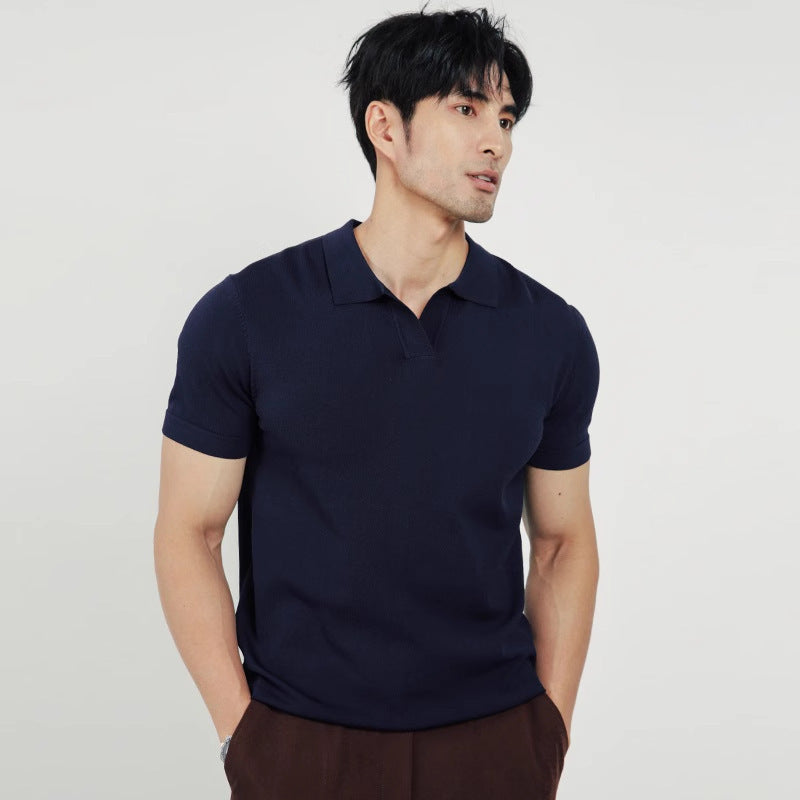Polo tricoté à revers et manches courtes