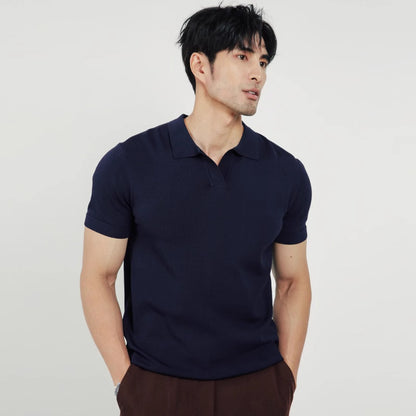 Polo tricoté à revers et manches courtes