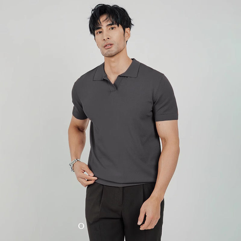 Polo tricoté à revers et manches courtes