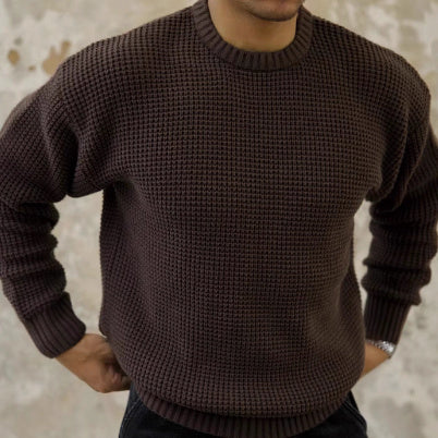 Pull col rond gaufré pour homme