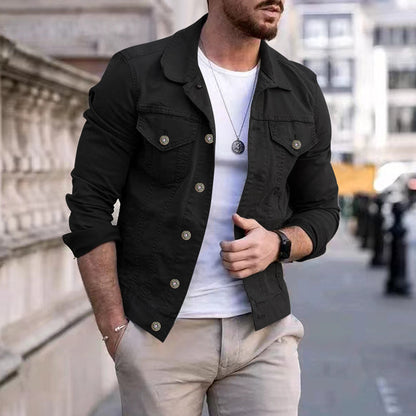 Veste à revers en jean coupe slim pour homme